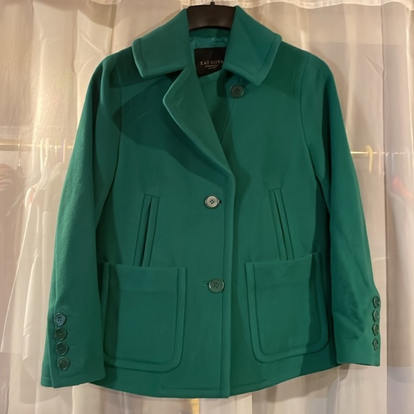 Talbots Green Wool Jacket PeaCoat - Picture 7 of 13